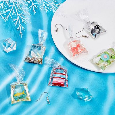 Goldfish Water Bag Resin Pendants DIY-SC0012-37-1