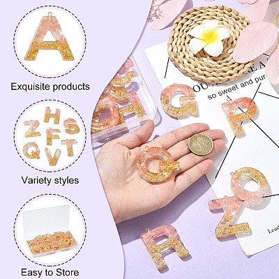 26Pcs 26 Styles Transparent Epoxy Resin Pendants CRES-YW0002-28G-1