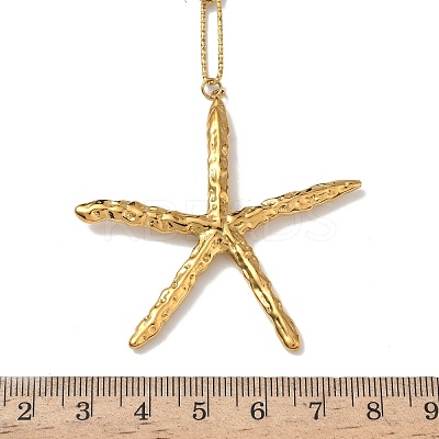 304 Stainless Steel Starfish Shaped Pendant Necklaces for Women NJEW-L467-02G-1