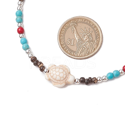 Summer Beach Synthetic Turquoise & Natural Coconut Beaded Neklaces NJEW-JN05208-02-1