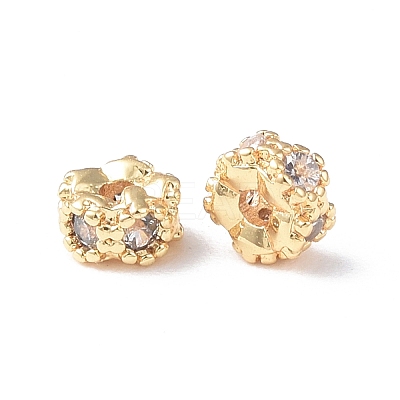 Brass Micro Pave Cubic Zirconia Spacer Beads KK-I702-46A-1