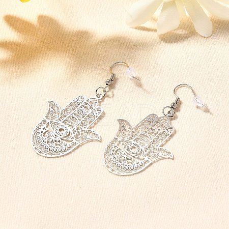 304 Stainless Steel Dangle Earrings EJEW-R015-01P-03-1
