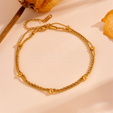 304 Stainless Steel Rope Chain Bracelets BJEW-R003-04G-02-1