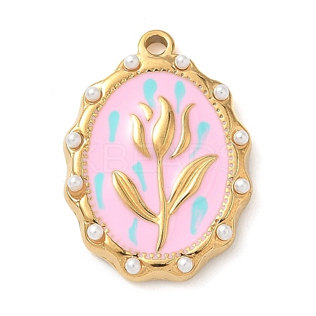 304 Stainless Steel Enamel Pendants STAS-H483-42G-03-1