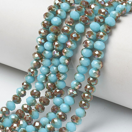 Electroplate Opaque Solid Color Glass Beads Strands EGLA-A034-P6mm-J03-1