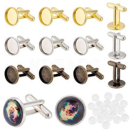   24Pcs 3 Style Rack Plating Brass Cufflinks KK-PH0006-69-1