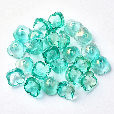 4-Petal Transparent Spray Painted Glass Bead Caps LS-X-GGLA-S054-009B-04-1