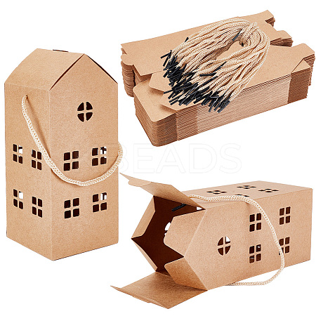 House Shaped Kraft Paper Candy Totes CON-WH0105-01-1