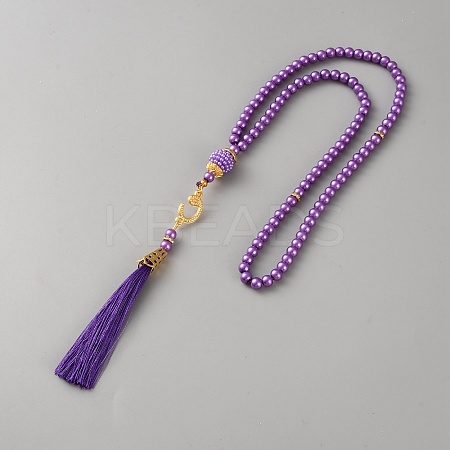 Round Glass Imitation Pearl Beaded Decorations AJEW-WH0460-139G-10-1