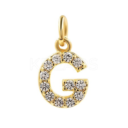 Brass Cubic Zirconia Pendants with Jump Rings FIND-PW0024-09G-1