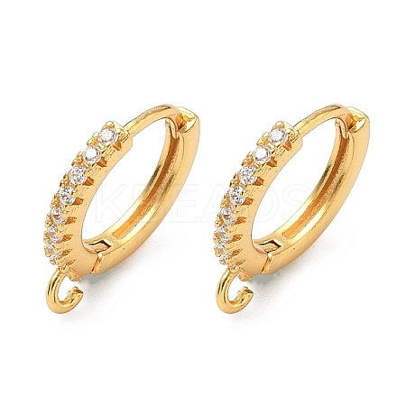 Brass Micro Pave Clear Cubic Zirconia Hoop Earring Findings KK-H532-14B-G-1