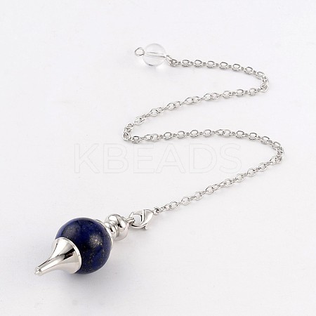 Natural Lapis Lazuli Sphere Dowsing Pendulums BJEW-E292-A03-1