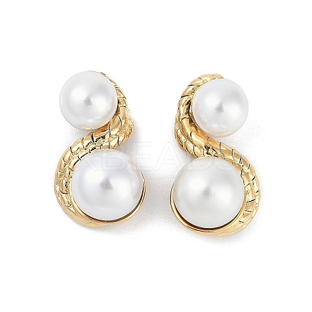 Ion Plating(IP) 304 Stainless Steel Swirl Stud Earrings EJEW-Z068-41G-1