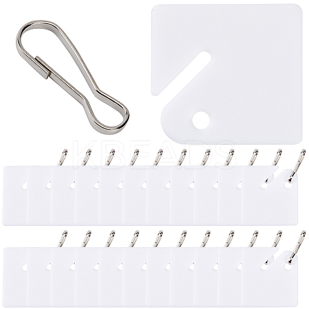 1 Set Plastic Blank Key Tags with Steel Keychain Clasps AJEW-SP0001-44-1