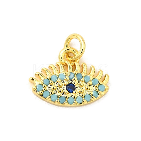Real 18K Gold Plated Rack Plating Brass Micro Pave Cubic Zirconia Pendants Charms KK-S396-01C-1