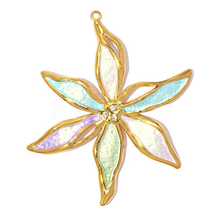 304 Stainless Steel with Enamel & Crystal Rhinestone Big Pendants SA-OY003-45G-1