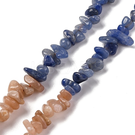 Natural Orange Moonstone & Green Aventurine & Blue Aventurine Beads Strands G-L610-A09-01-1