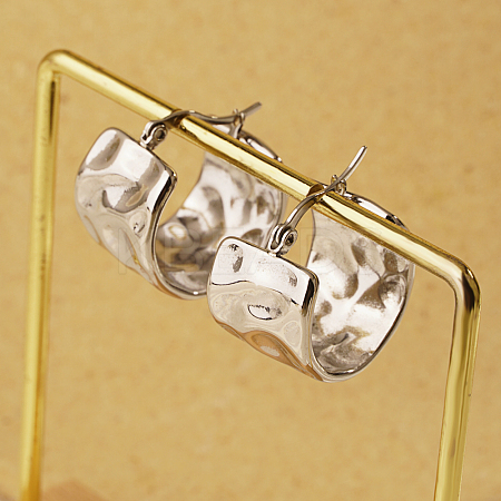 Geometric 304 Stainless Steel Hoop Earrings for Women LS-PZ7681-2-1
