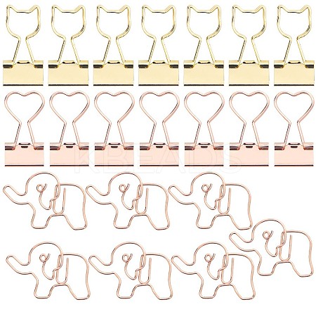14Pcs 2 Style Cat & Heart Iron Binder Clips AJEW-GF0007-05-1