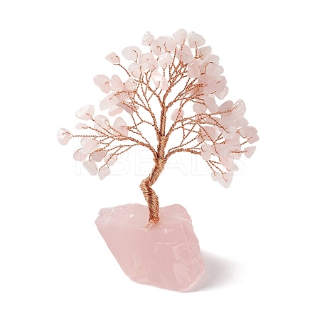Natural Rose Quartz Tree Display Decoration DJEW-G027-08RG-03-1