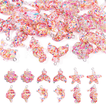 24Pcs 6 Styles Resin Pendants RESI-TA0003-27-1