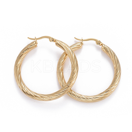 304 Stainless Steel Hoop Earrings EJEW-L232-034A-G-1