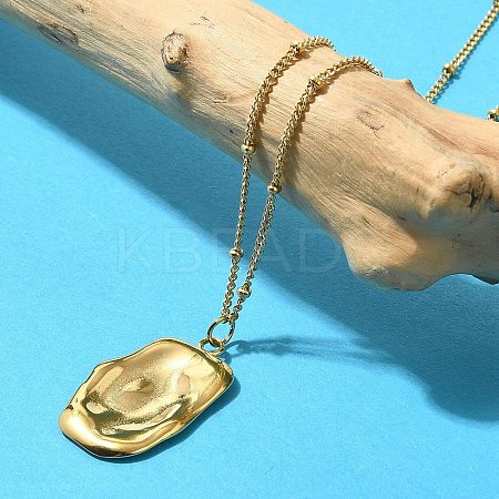 Ion Plating(IP) 304 Stainless Steel Textured Rectangle Pendant Necklaces for Women NJEW-K255-18G-1