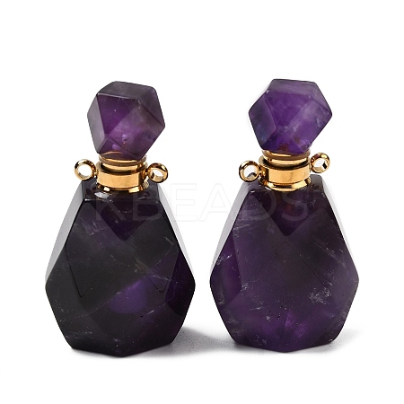 Natural Amethyst Perfume Bottle Pendants G-B149-02G-02-1