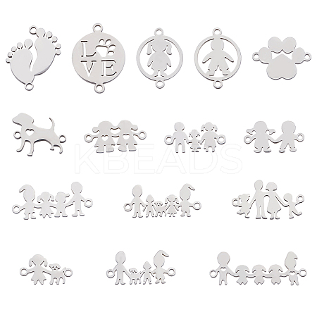 30Pcs 15 Style 201 Stainless Steel Links connectors STAS-BC0007-24-1