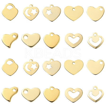 50Pcs 10 Styles 201 Stainless Steel Charms STAS-CJ0002-23-1
