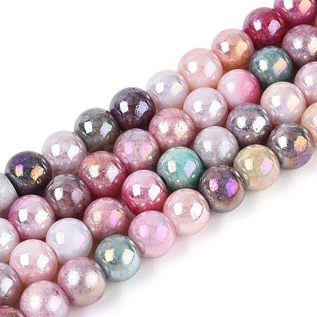 Electroplate Opaque Glass Beads Strands EGLA-T026-8mm-05F-1