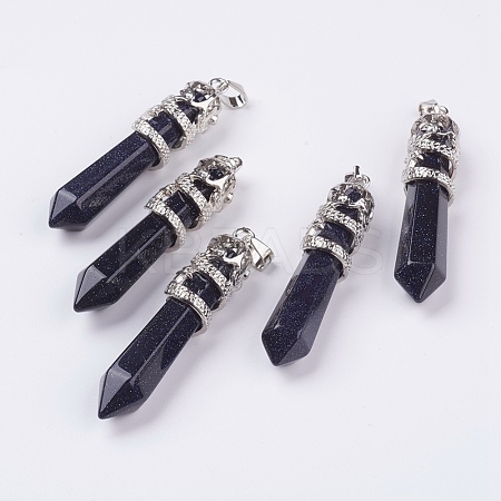 Synthetic Blue Goldstone Big Pointed Pendants G-G738-A-12-1