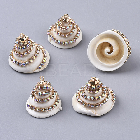 Natural Spiral Shell Pendants SSHEL-S258-95-1