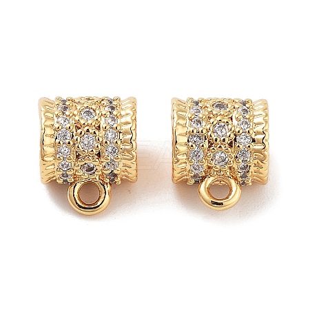 Brass Micro Pave Clear Cubic Zirconia Tube Bails KK-S394-06D-1