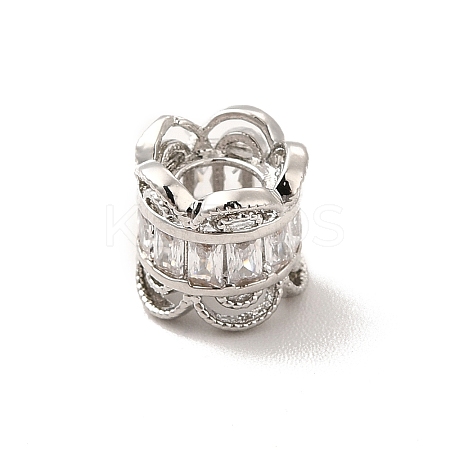 Rack Plating Brass Cubic Zirconia European Beads KK-G458-16P-1