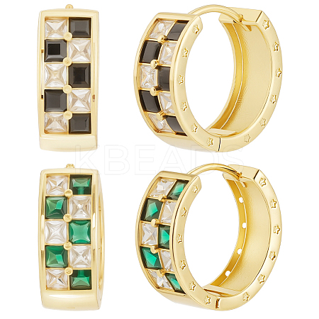 2 Pairs 2 Colors Rack Plating Brass Hoop Earrings EJEW-BBC0002-11-1