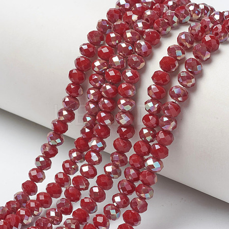 Electroplate Opaque Solid Color Glass Beads Strands EGLA-A034-P6mm-J08-1