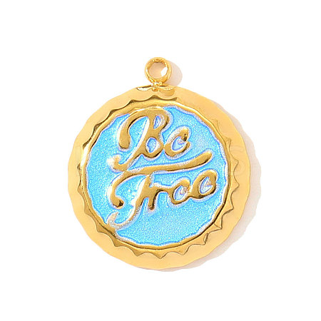 304 Stainless Steel Enamel Pendants STAS-OY002-81G-1