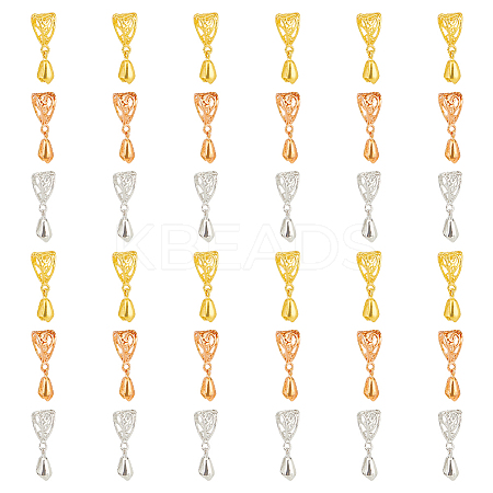 36Pcs 3 Color Filigree Rack Plating Brass Ice Pick Pinch Bails KK-HY0001-83-1