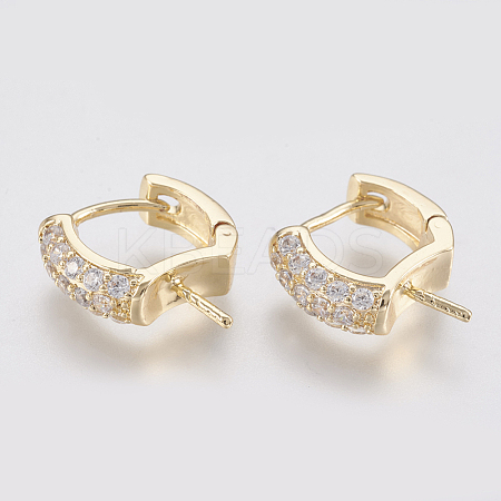 Brass Micro Pave Cubic Zirconia Ear Harp Hoop Earring Findings LS-ZIRC-Q019-004G-1