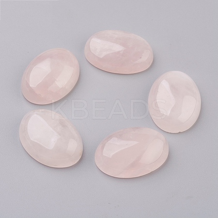 Natural Rose Quartz Flat Back Cabochons G-G741-25x35mm-21-1