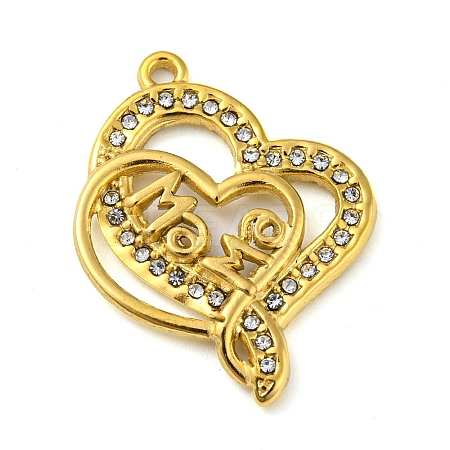Ion Plating(IP) Real 18K Gold Plated 304 Stainless Steel Rhinestone Pendants STAS-P341-07G-02-1