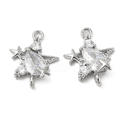 Brass Pave Clear Cubic Zirconia Connector Charms KK-H460-19P-1