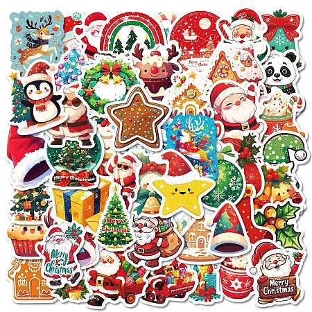 50Pcs Christmas Theme Cartoon Paper Stickers DIY-P085-05-1