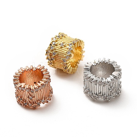 Rack Plating Brass Micro Pave Cubic Zirconia European Beads KK-C010-36-1