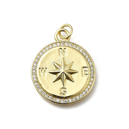Brass Micro Pave Cubic Zirconia Pendants KK-C090-24G-1