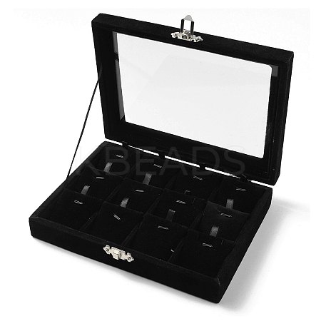 12-Slot Rectangle Wood Covered with Velvet pendant Necklace Jewelry Storage Presentation Box CON-WH0095-18-1