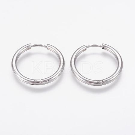 304 Stainless Steel Huggie Hoop Earrings EJEW-P138-01-12mm-P-1