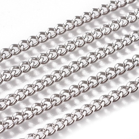 Non-Tarnish Handmade 304 Stainless Steel Curb Chains STAS-F229-06A-P-1