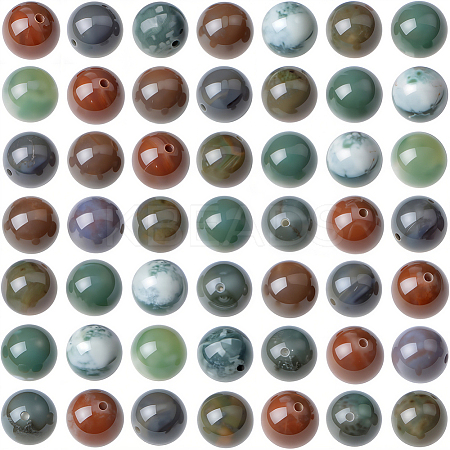 65Pcs Round Natural Indian Agate Beads G-SC0003-57-1
